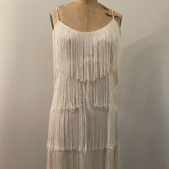 American Vintage Dresses & Skirts - Elegant White Fringe Dress